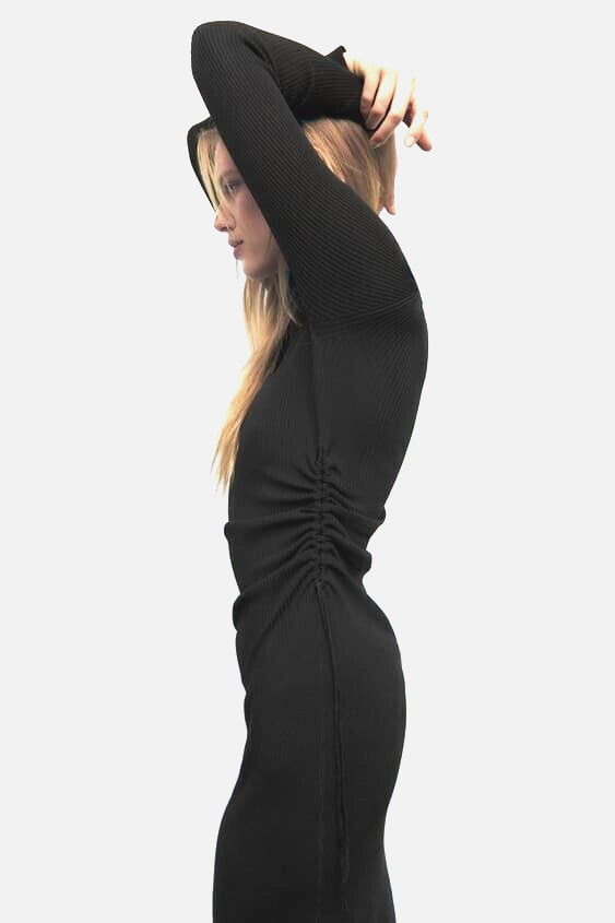 Zara midi knitted black dress, size M. | eBay