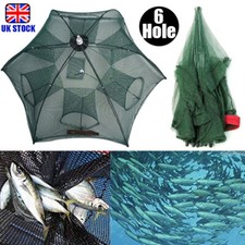 6 Holes Foldable Fishing Trap Fine Mesh Net Crab Shrimp Crayfish Bait Eels Cage