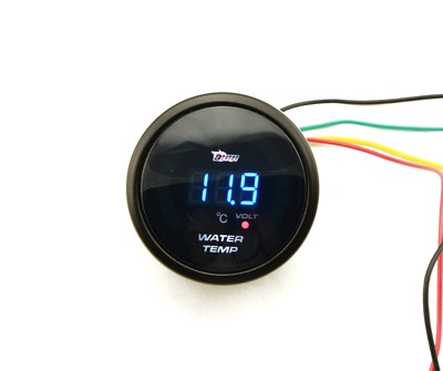 52 Mm Digitale Watertemperatuurmeter – Blauw LED-display, Fahrenheit 104-300°F – Universeel Voor Auto & Motor – Met Sensor, 12V, Zwarte Behuizing