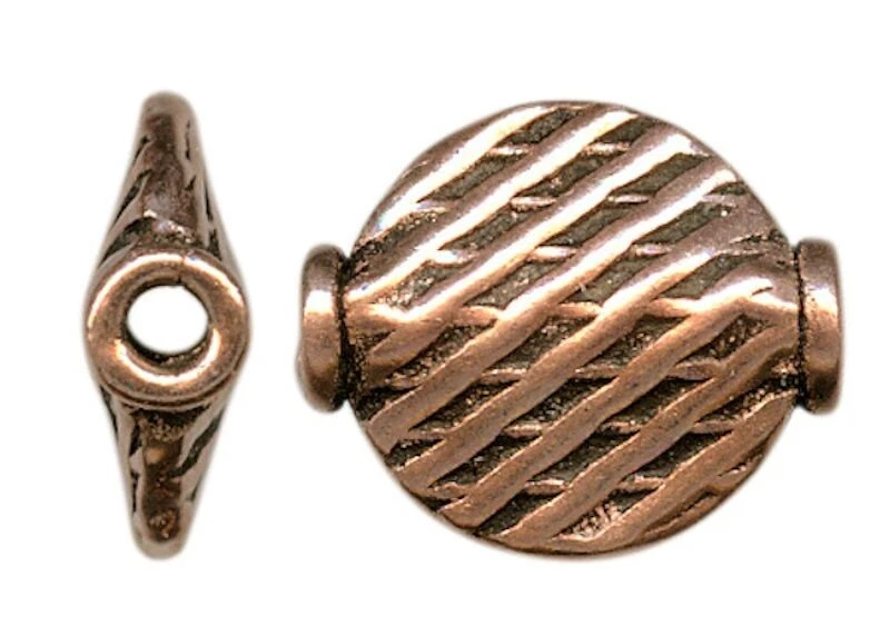 12 cuentas de monedas de cobre envejecido con textura de doble cara de 10x12 mm con agujero de 1,3-1,7 mm* Foto 3 de 4