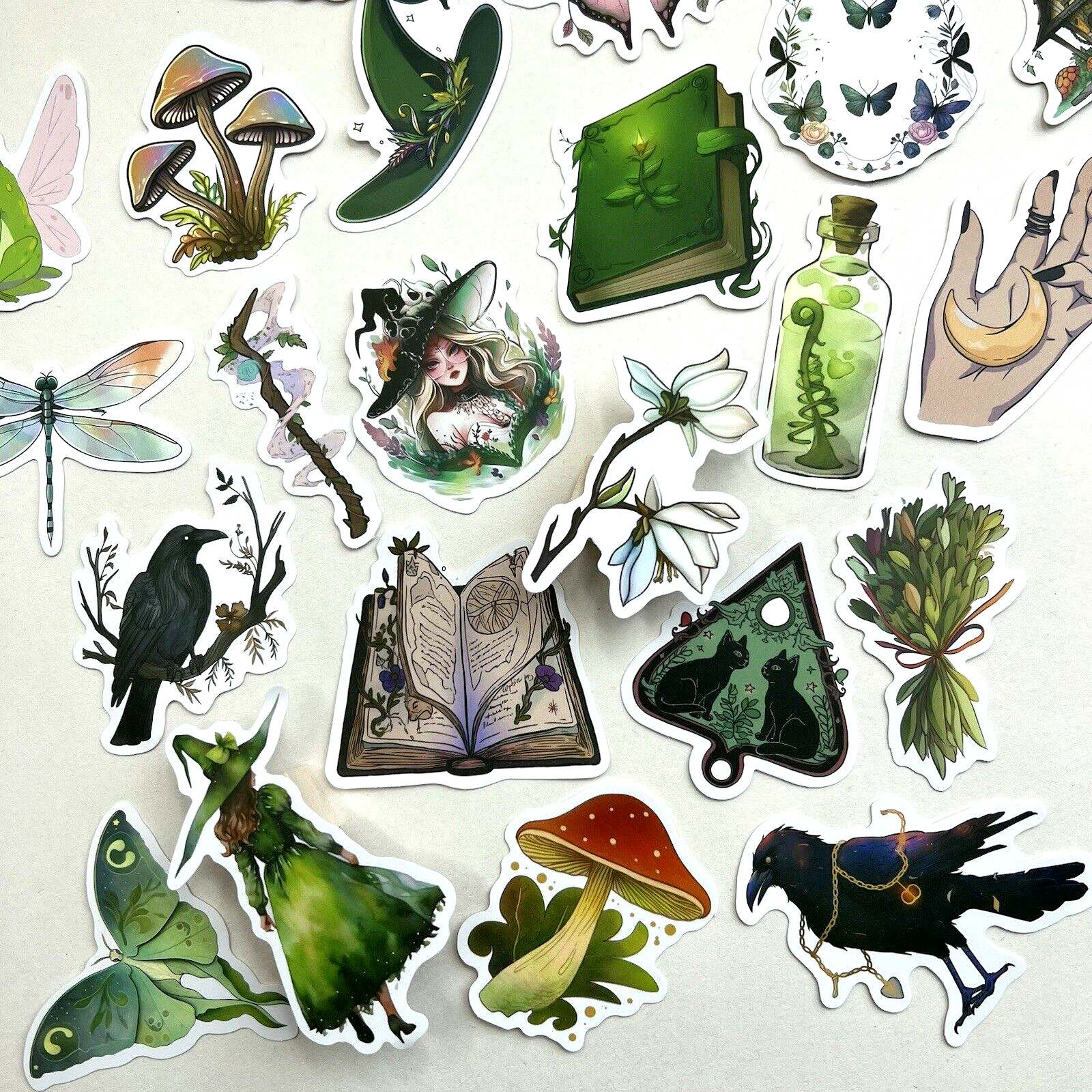 Enchanted Forest Witch Stickers Collage Junk Journal Scrapbooking Cardmaking