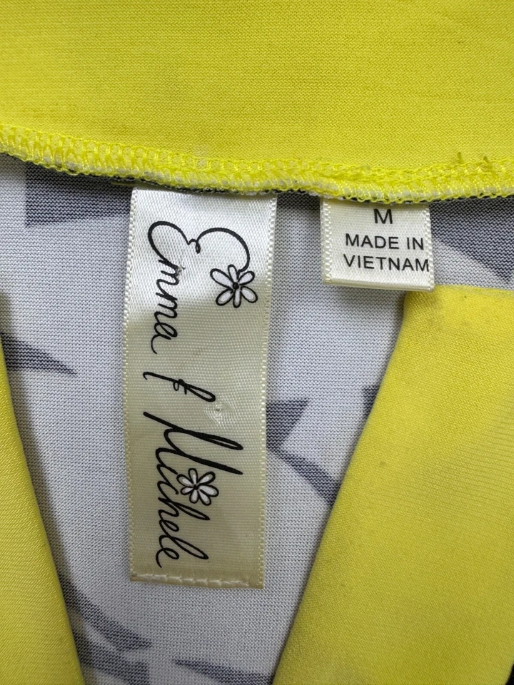 Vestido Emma & Michele para mujer mediano negro floral manga 3/4 elástico geométrico Foto 3 de 4