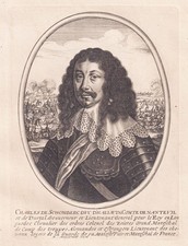 Charles de Schomberg Halluin marechal Herzog Militär Portrait Kupferstich 1650.