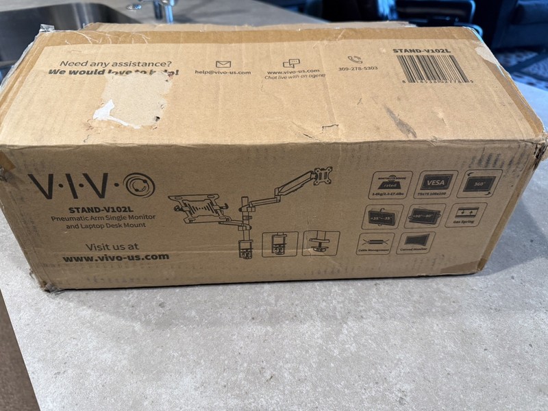VIVO Fully Adjustable Single Pneumatic Monitor Arm for Desk Mount Stand