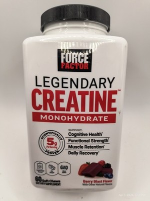 Force Factor Legendary Creatine Chews 5g Monohydrate Muscle Strength 60 Ct