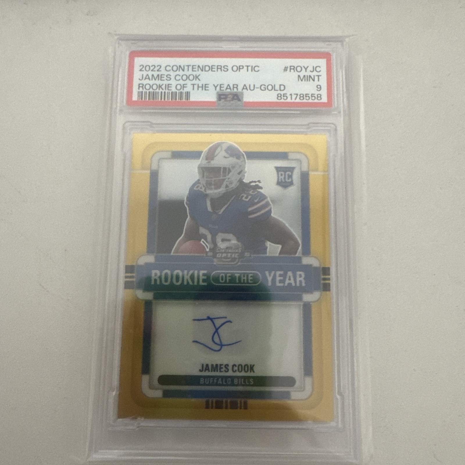 James Cook Panini Contenders Optic Rookie of the Year Contenders Autographs #ROYJC Gold