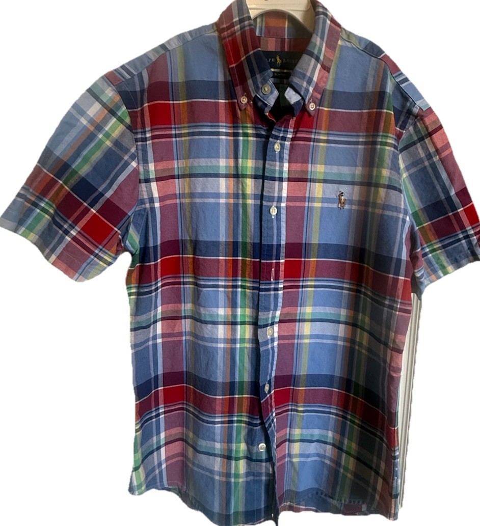 Ralph Lauren Button Up Shirt Men’s Size Small Classic Fit Short Sleeve Plaid