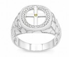 GENUINE CANARY DIAMOND CROSS MEN'S RING .925 Sterling Silver - NEW WITH TAG — photo 3