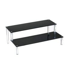 Acrylic Black 2-Tier Riser Display Shelf for Figures, Desserts Holder, Collec...