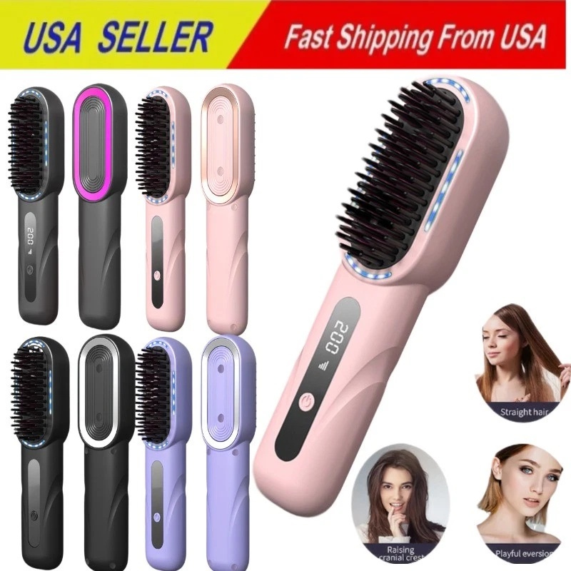 Escova alisadora de cabelo sem fio íon negativo pente alisador de cabelo feminino - Imagem 2 de 4