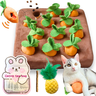 Carrot Catnip Cat Toys, Interactive Feather Cat Toys for Indoor Cats, Cat Puz...