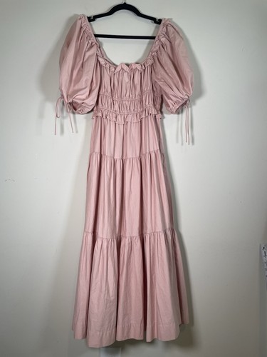 Abito midi En Season popeline cotone maniche a sbuffo scollato a strati taglia XS rosa boho - Foto 8 di 17
