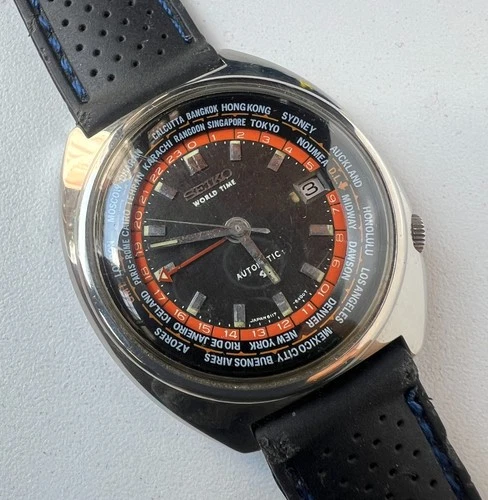 SEIKO 6117-6400 Automatic Watch Vintage Mens World Time Gray Dial To Restoration