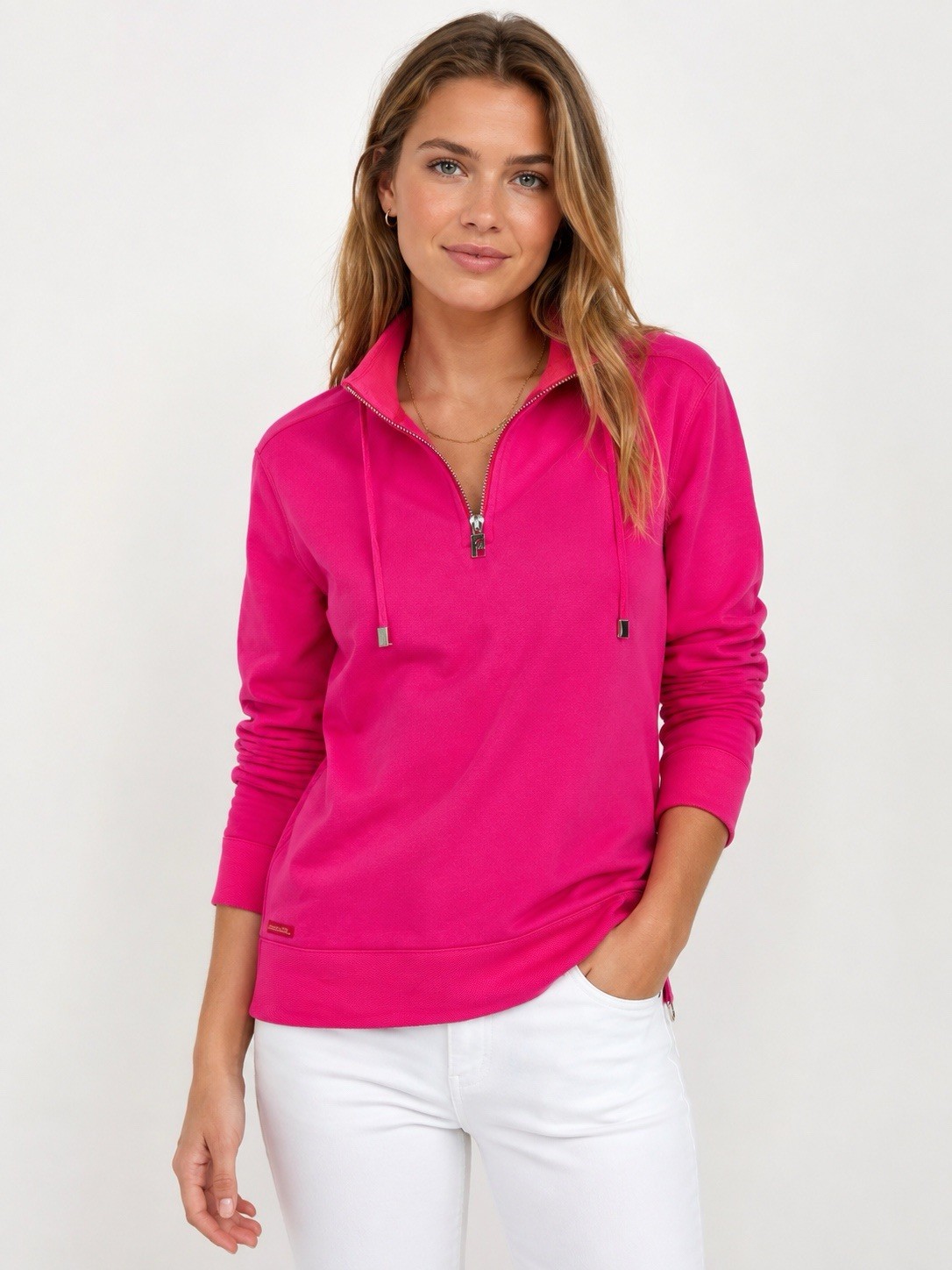 Ralph Lauren Lauren Jeans Co Pink Quarter Zip Pullover Petite P/P NWT Cotton