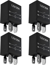 4 PCS 4 Pin Starter Relay, 12V 30A Multi-Purpose Car Heavy Duty Standard Relay,