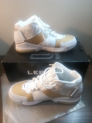Nike Air Zoom LeBron James II 2 Retro QS Maccabi White Metallic Gold DJ4892 100