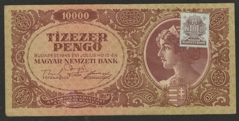 1945 HUNGARY 10,000 PENGO NOTE