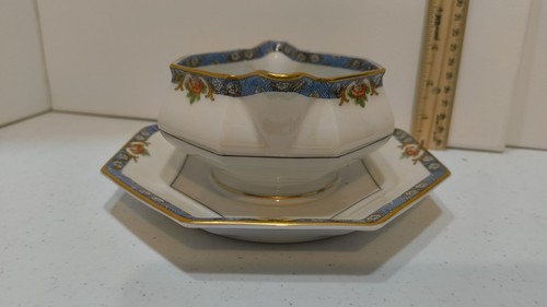 THEODORE HAVILAND LIMOGES FRANKREICH LANGEAIS SAUCIERE MIT BEFESTIGTEM UNTERTELLER 7 ZOLL - Bild 5 von 9