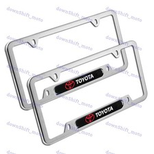 For 2pcs Toyota Black Silver Stainless Steel Metal License Plate Frame Brand New