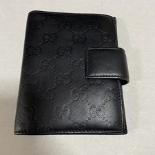 Gucci Agenda Planner Cover Guccissima  Leather Black GG Interlocking Used Auth