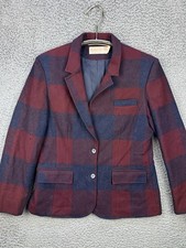 VTG Pendleton Woolen Mills 100 Virgin Wool Blazer Jacket Womens Large Red Plaid