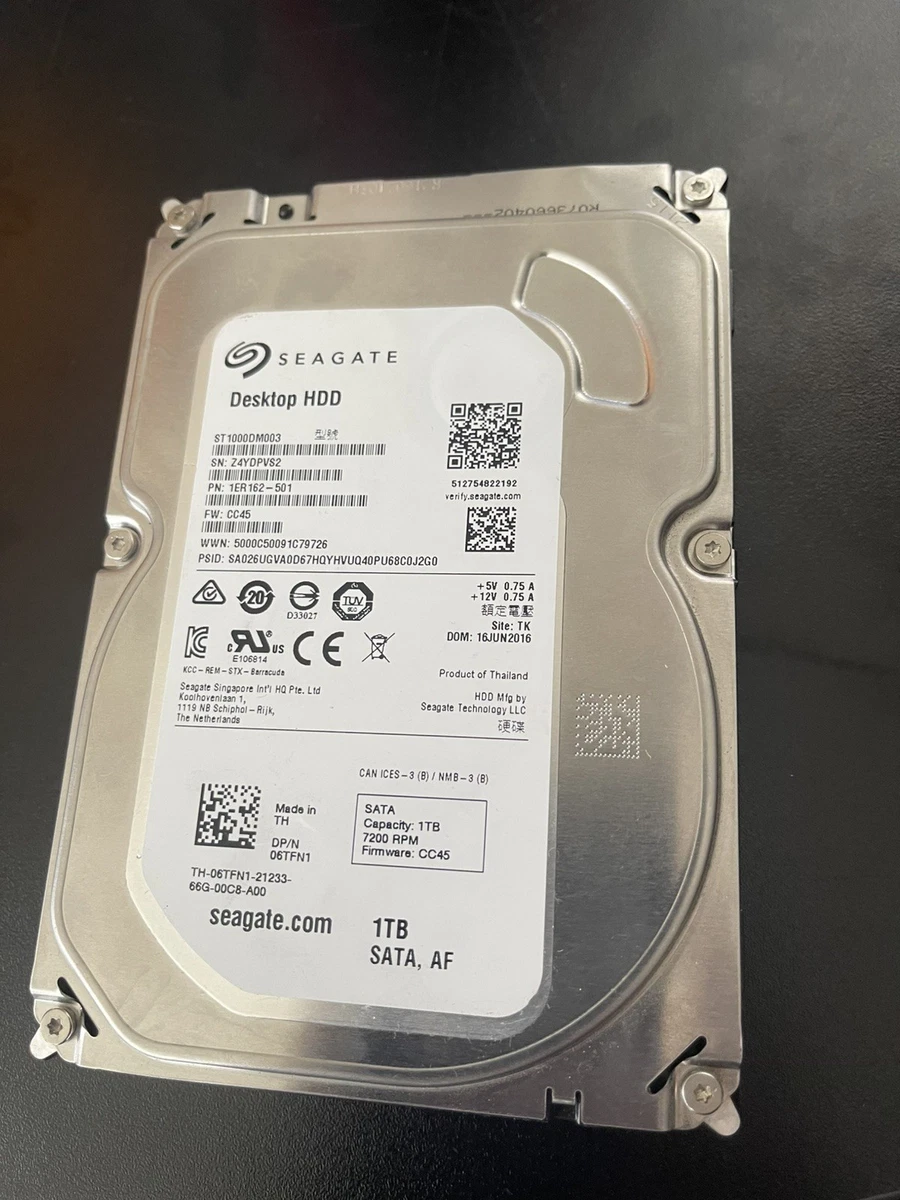 Disque Dur Seagate Barracuda 1 To – 7200 RPM – SATA III – ST1000DM003 – Occasion