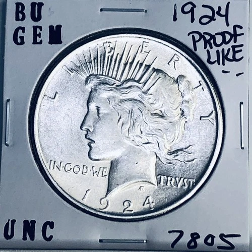 1924 P BU GEM PEACE SILVER DOLLAR UNC MS+++ U.S. MINT RARE COIN 7805