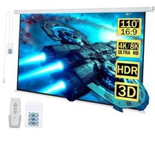 110" Motorized Projector Screen Electric Diagonal Automatic 110" 16:9 White