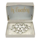 Vintage Large Clear Rhinestone Chaton Brooch Silver Tone Pin In Eisenberg Box