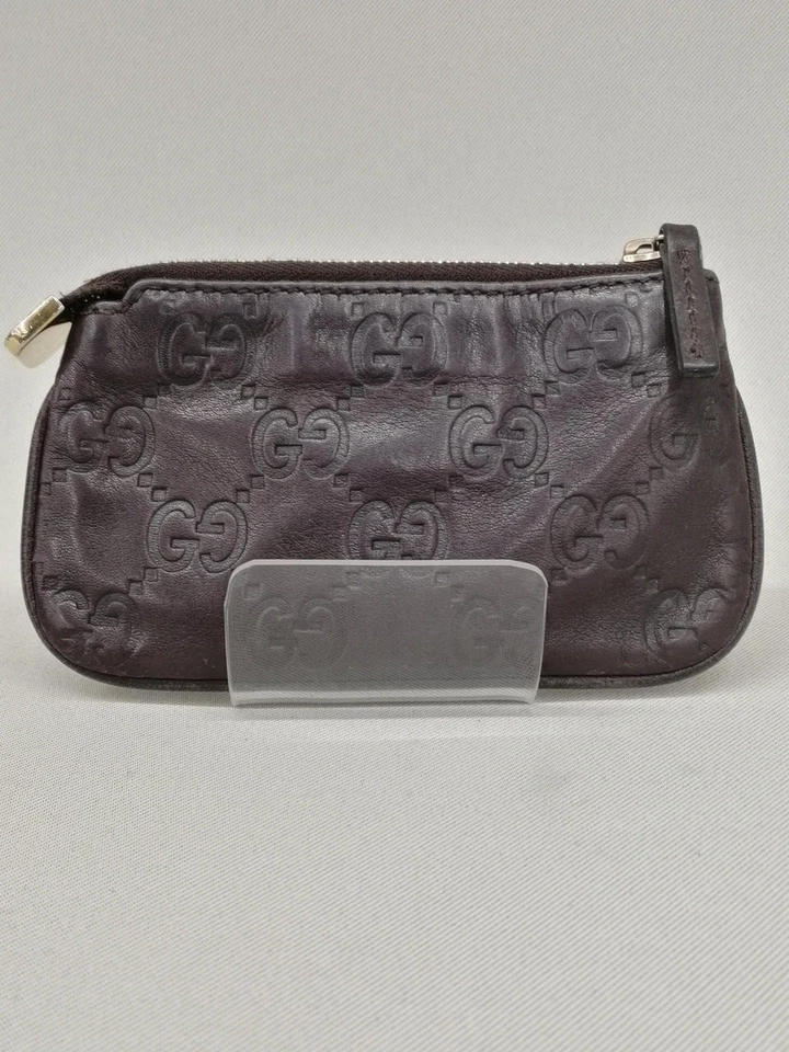 GUCCI Portamonete Guccissima in pelle con portachiavi nero usato - Immagine 4 di 4