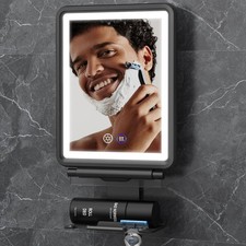 Heated Shower Mirror Fogless for Shaving 3 Colors Stepless Dimmable Lights
