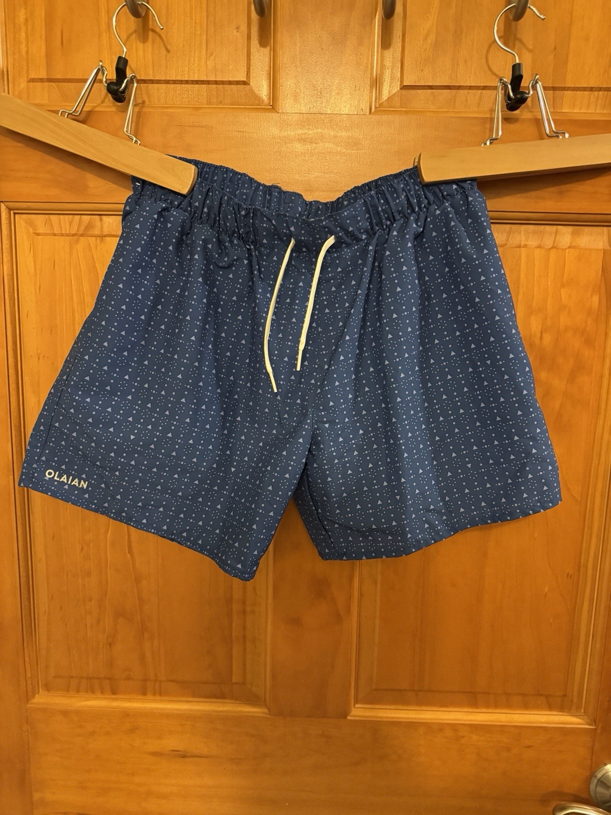 Pantalones Cortos de Natación Olaian Para Hombres Azul Poliéster Cordón Cintura Bolsillos Medianos