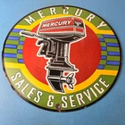 Vintage Mercury Outboards Sign - Sales & Service Porcelain Gas Station Pump Sign