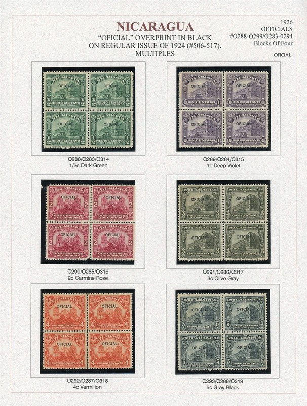 NICARAGUA BYERLEY Specialized Album Page Lot #81 - 1926 OFFICIALS MULTIPLES $$$