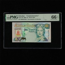 2000 Gibraltar  Commemorative  5 Pounds Pick#29 PMG 66 EPQ Gem UNC