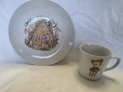 Child's Plate/ Cup Set - Hansel & Gretel W/  Bear - German Democratic Republic 