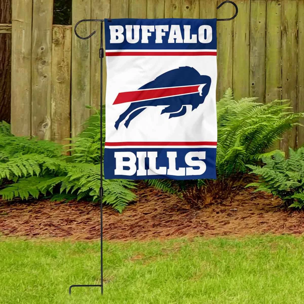 Buffalo Bills White Garden Flag and Yard Stand Included