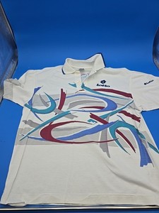 Lotto Tennis Polo Shirt Vintage 80 90s Graphic weiß Poloshirt Sz. M