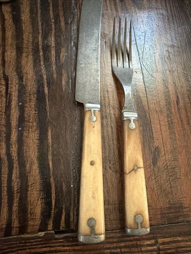 Antique Civil War Era Bone Handled Knife And Fork Matches