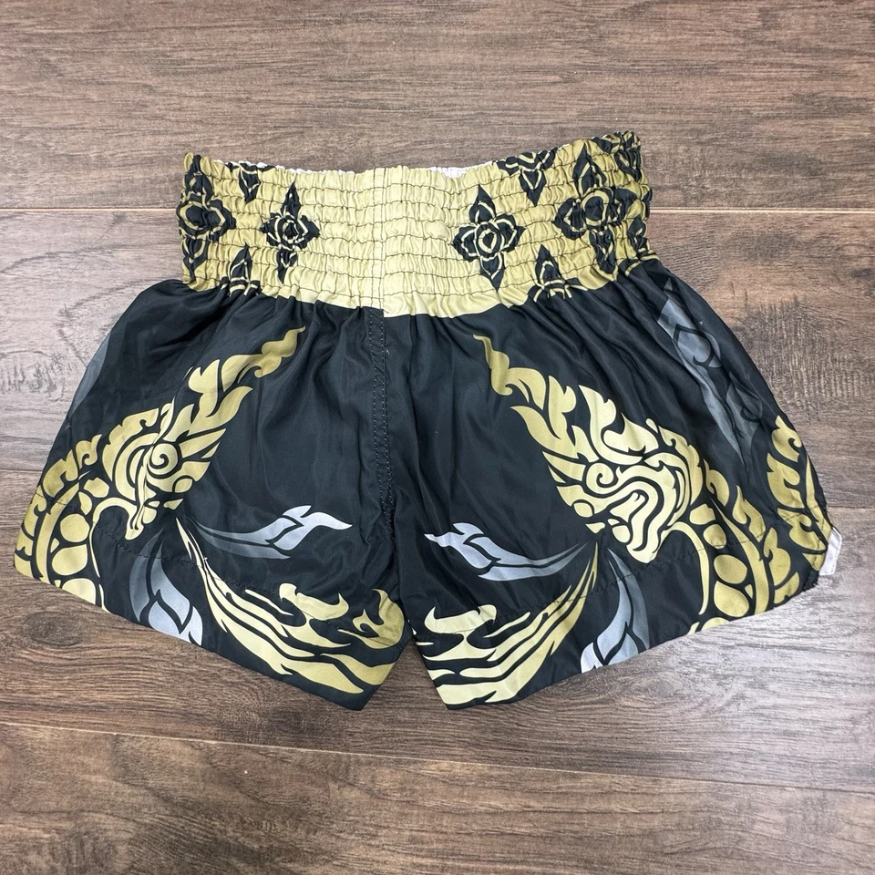 Tuff Sport Muay Thai Shorts Mens Small The King Of Naga Black/Gold Boxing Trunks - Image 2 of 4