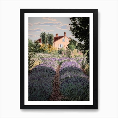 Lavendelfelder Landschaft Sommer gerahmtes Wandbild Poster Leinwanddruck Bild