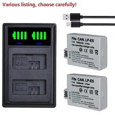 LP-E5 Battery or Dual Charger For Canon Rebel T1i XS XSi 450D 1000D Kiss X3 X2 F
