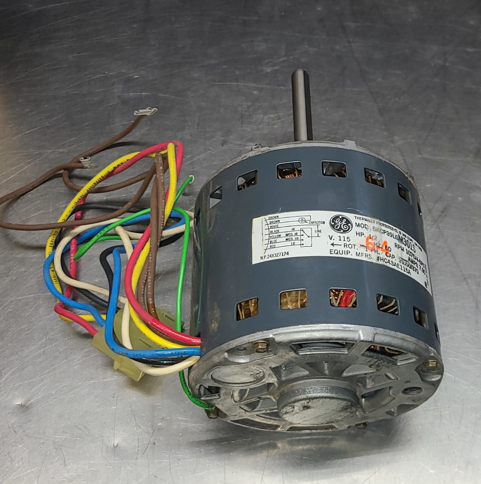 GE 5KCP39LG Blower Motor, 1/2 HP, 1 Phase, 1075 RPM / 4-Spd