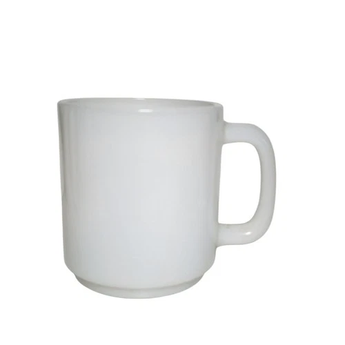 Vintage HEAT-RESISTANT Glasbake Milk Glass Stacking Coffee Mug White