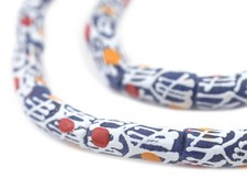 Oseim Tribal Krobo Beads 11mm Ghana African Multicolor Cylinder Glass Large Hole