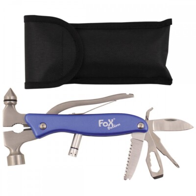 Fox Outdoor Werkzeugset Worker blau Etui Multitool Camping Zange Hammer Messer