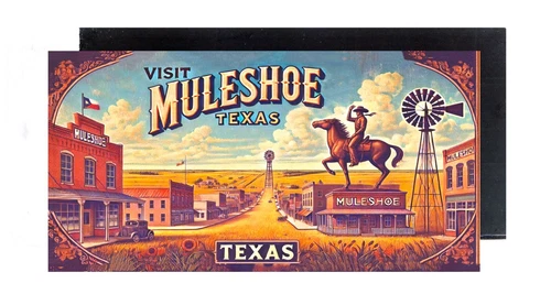 Muleshoe Texas FRIDGE MAGNET travel souvenir (2 x 4 inches, wood)