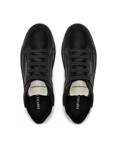 SCARPE SNEAKERS UOMO EMPORIO ARMANI X4X568 XN162 PELLE NERO ORIGINALE AI - Picture 5 of 6