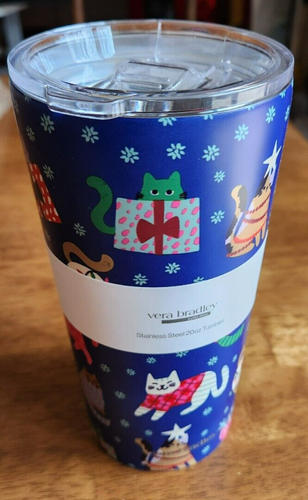 Neu mit Etikett Vera Bradley Katzenminze Weihnachten Edelstahl 20 Unzen tumbler