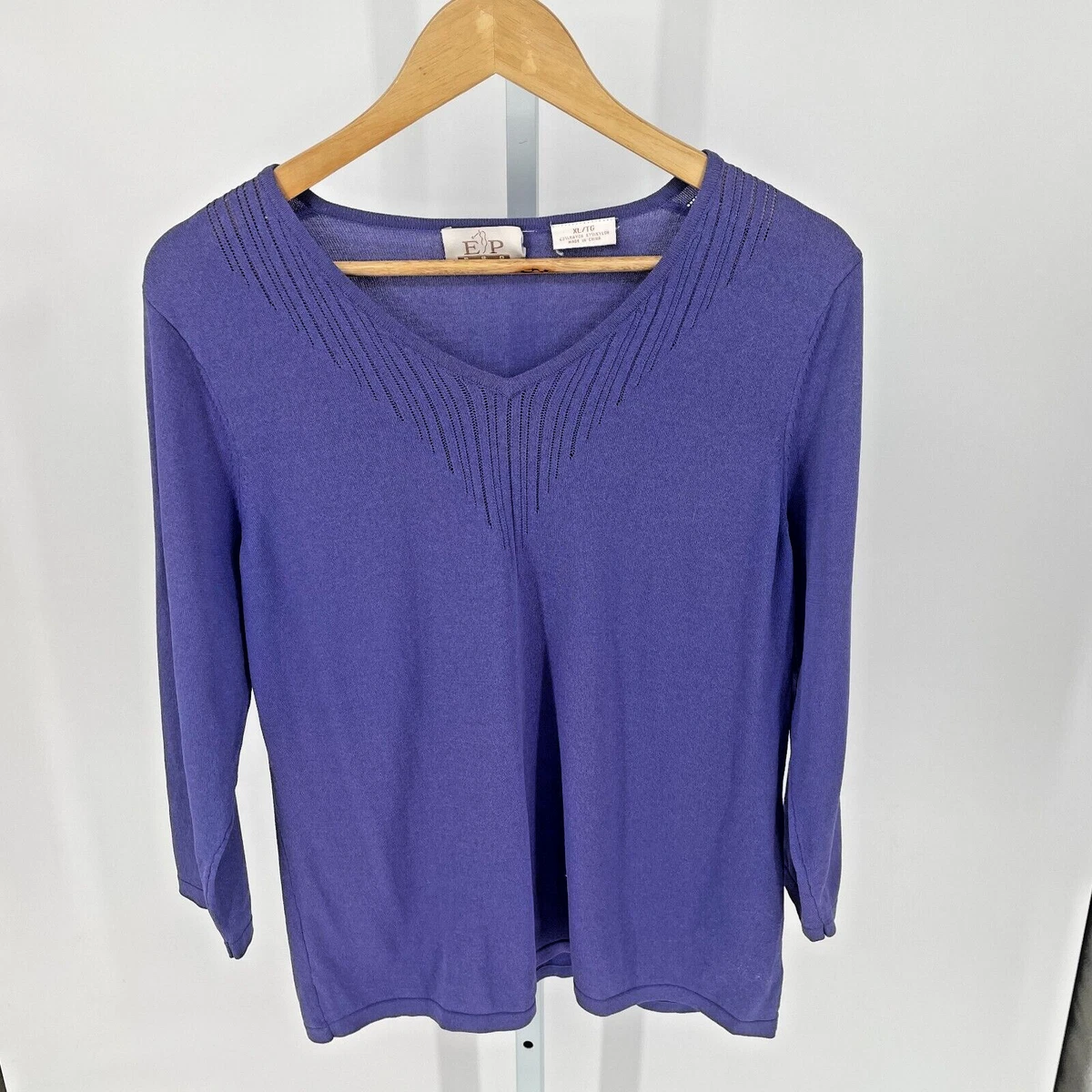 EP Pro Womens Golf Cardigan Sweater Bright Purple Periwinkle 3 4 Sleeve Sz XL